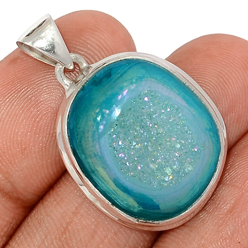 1.2" Marine Blue Aura Druzy Pendants - MBDP315