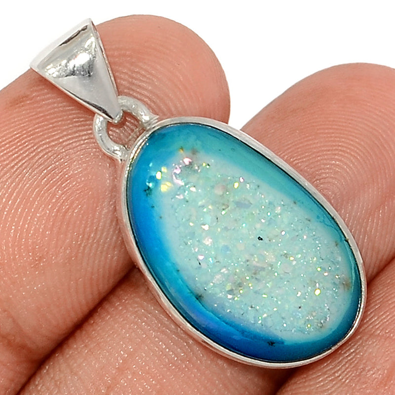 1.2" Marine Blue Aura Druzy Pendants - MBDP316