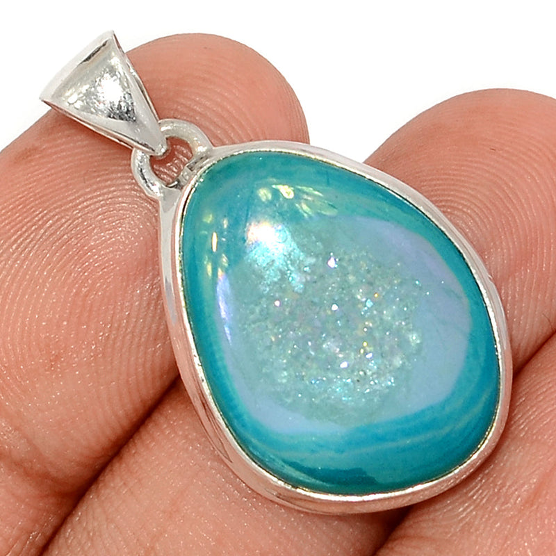 1.2" Marine Blue Aura Druzy Pendants - MBDP322