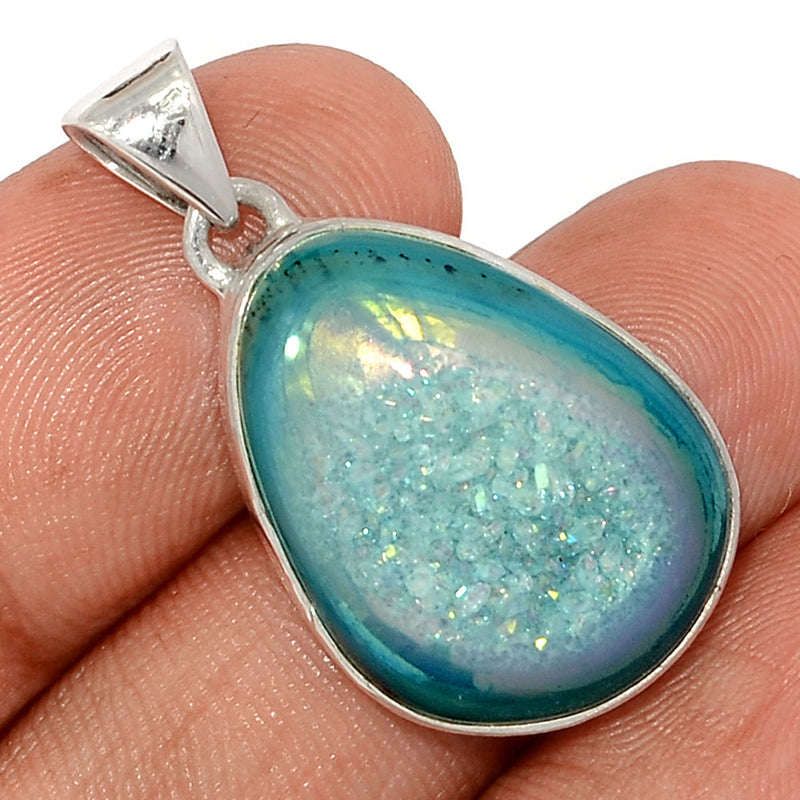 1.2" Marine Blue Aura Druzy Pendants - MBDP323