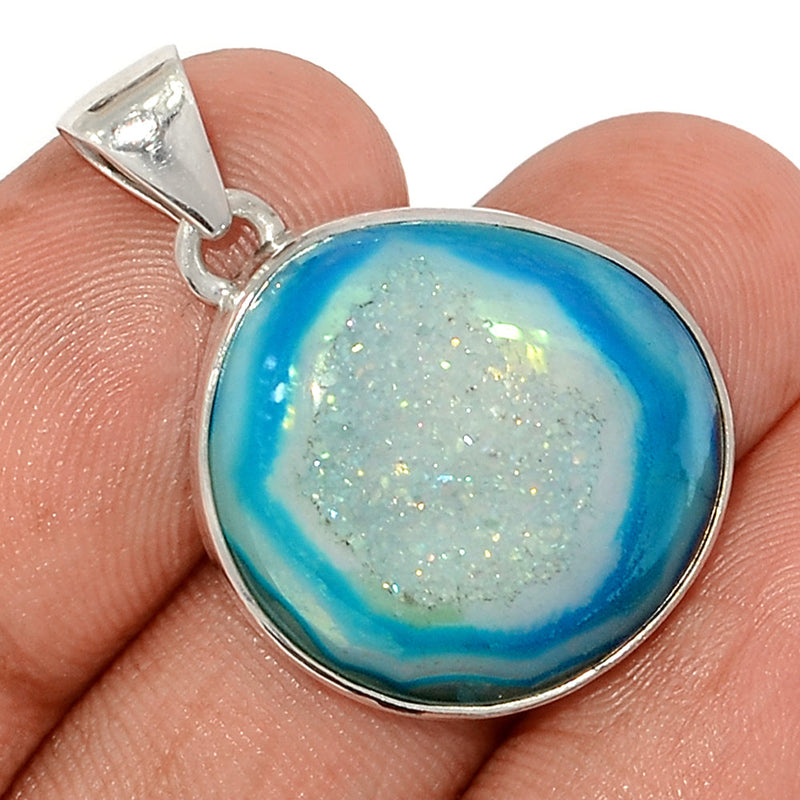 1.2" Marine Blue Aura Druzy Pendants - MBDP326