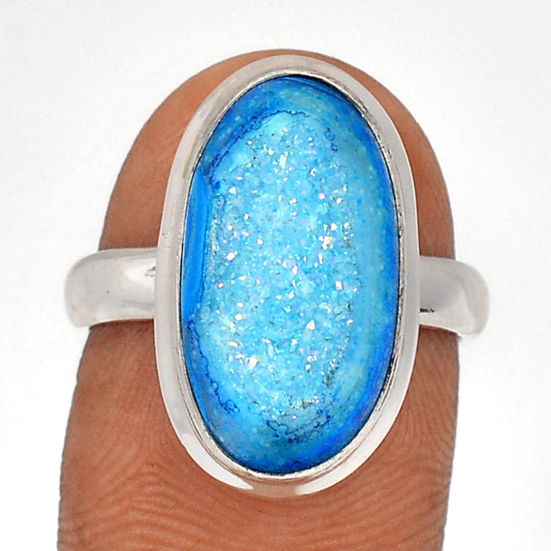 Marine Blue Aura Druzy Ring - MBDR210