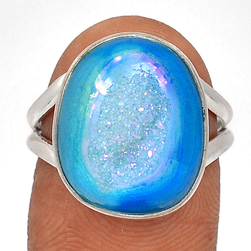 Marine Blue Aura Druzy Ring - MBDR232