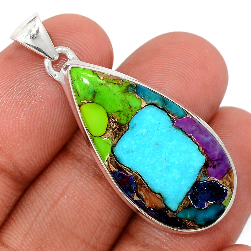 1.7" Multi Copper Turquoise Pendants - MCTP124