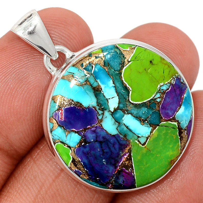 1.5" Multi Copper Turquoise Pendants - MCTP127