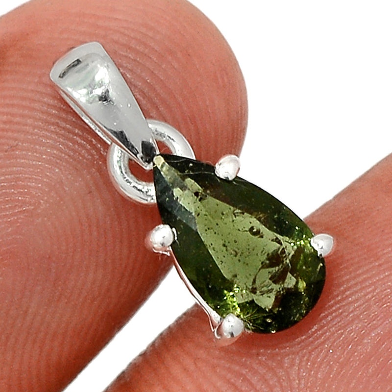 0.7" Claw - Moldavite Faceted Pendants - MDFP175