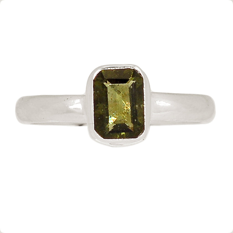 Moldavite Faceted Ring - MDFR78