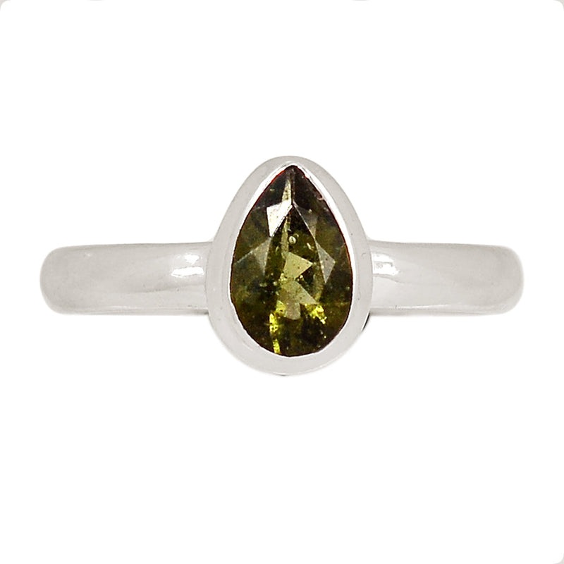 Moldavite Faceted Ring - MDFR92