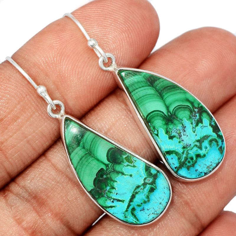 1.7" Malachite In Chrysocolla Earrings - MICE859