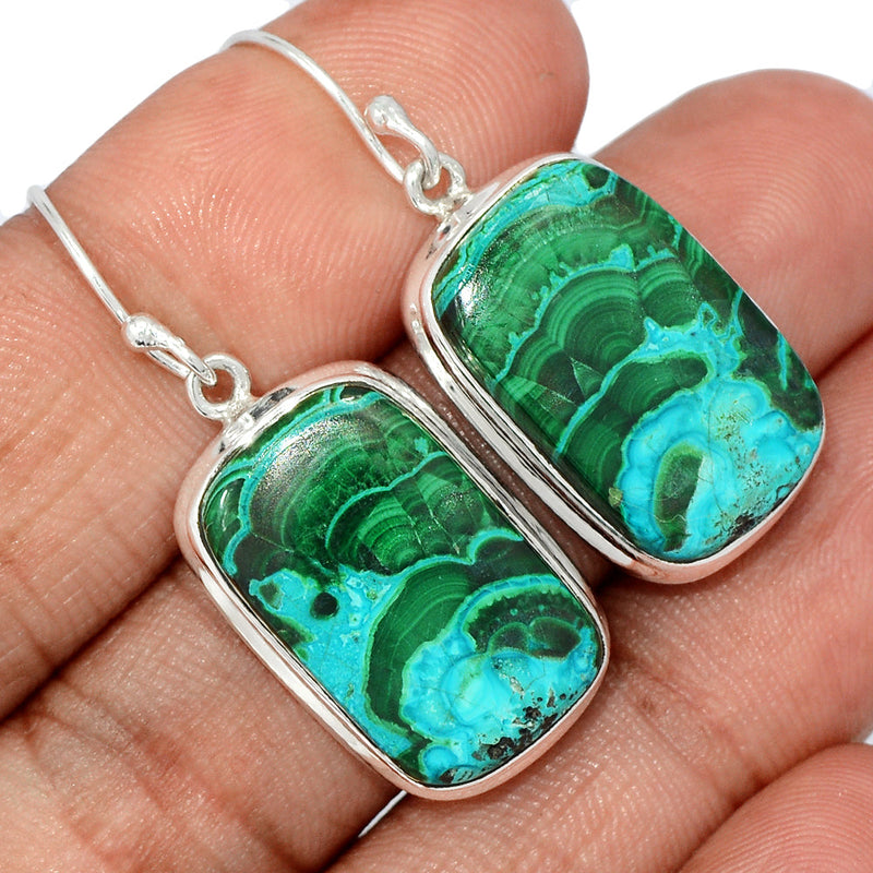 1.5" Malachite In Chrysocolla Earrings - MICE881