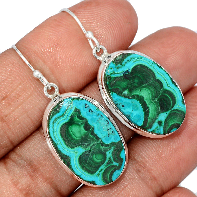 1.6" Malachite In Chrysocolla Earrings - MICE885