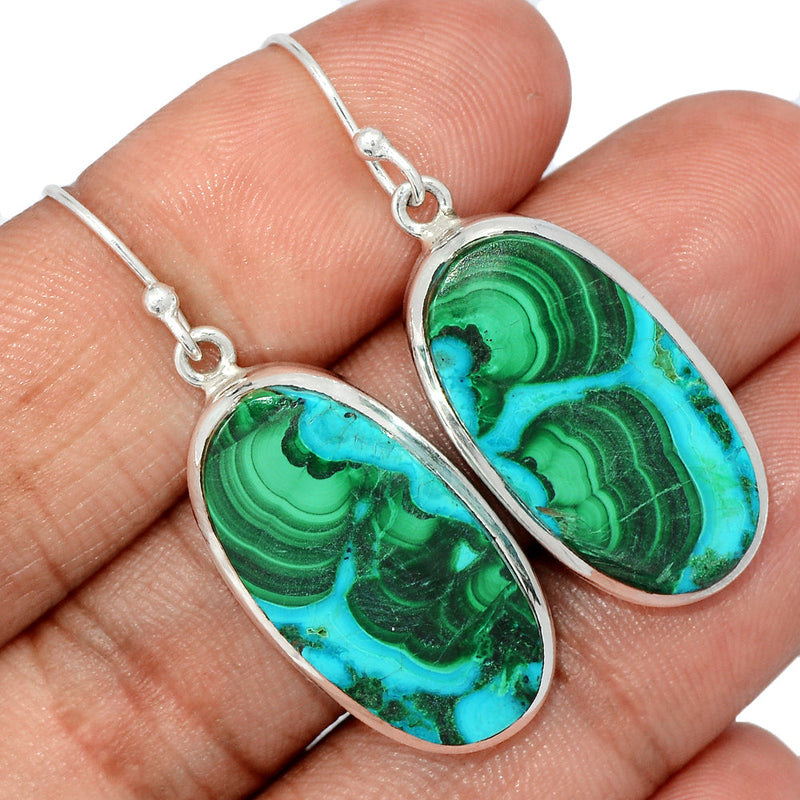 1.6" Malachite In Chrysocolla Earrings - MICE887