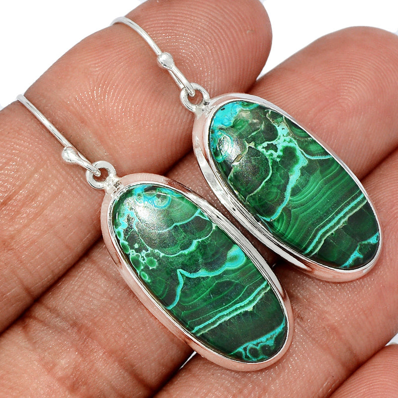 1.6" Malachite In Chrysocolla Earrings - MICE934