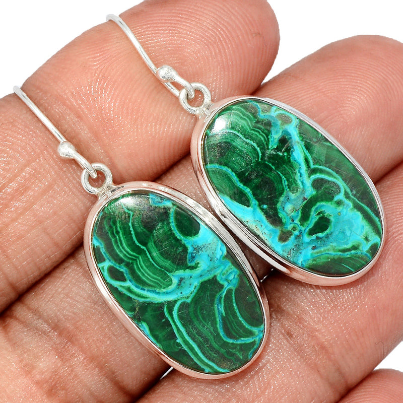 1.6" Malachite In Chrysocolla Earrings - MICE945