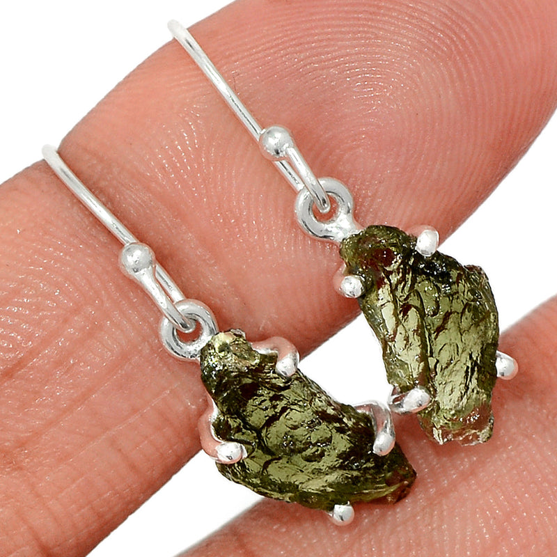 1.1" Claw - Moldavite Earrings - MLDE206