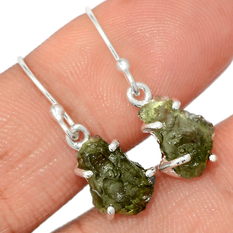 1.1" Claw - Moldavite Earrings - MLDE274