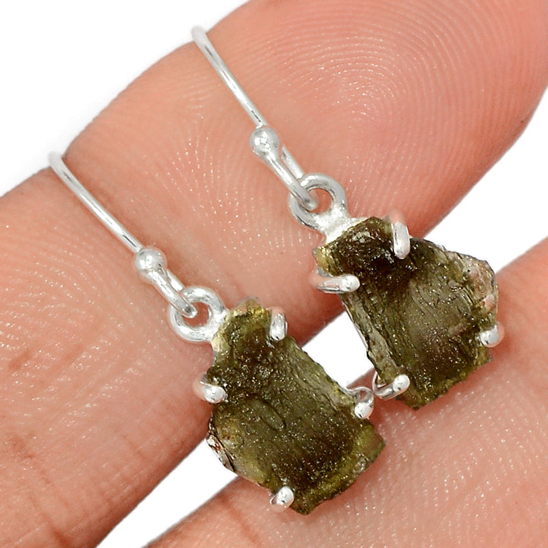 1.1" Claw - Moldavite Earrings - MLDE275