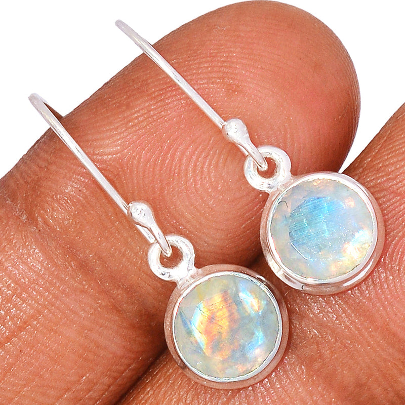 1.1" Rainbow Moonstone Faceted Earrings - MNFE473