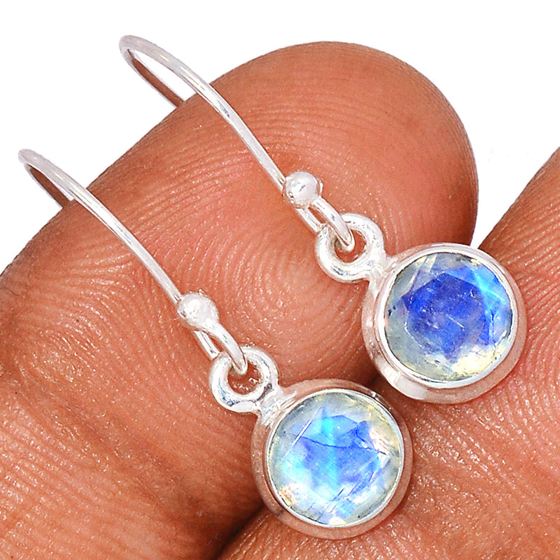 1.1" Rainbow Moonstone Faceted Earrings - MNFE474