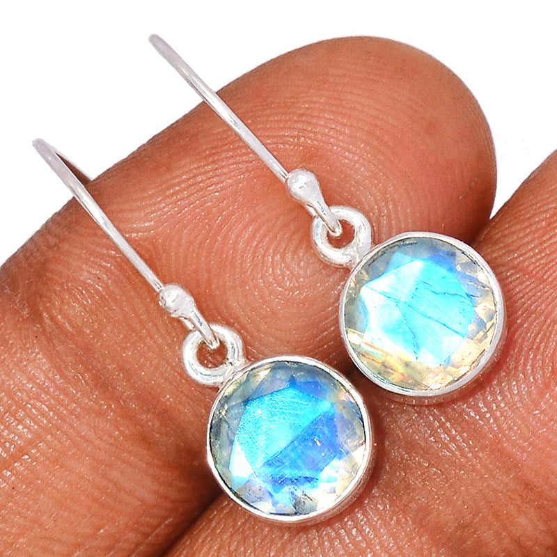 1.1" Rainbow Moonstone Faceted Earrings - MNFE476