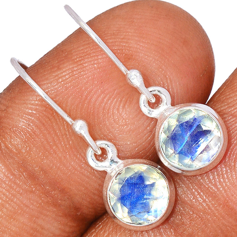 1" Rainbow Moonstone Faceted Earrings - MNFE477