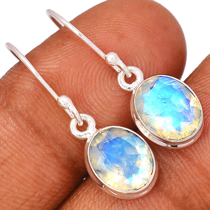 1.1" Rainbow Moonstone Faceted Earrings - MNFE479