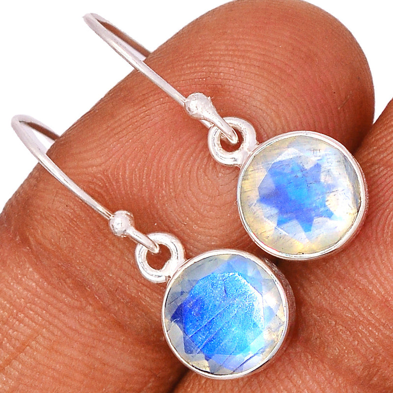 1.1" Rainbow Moonstone Faceted Earrings - MNFE491