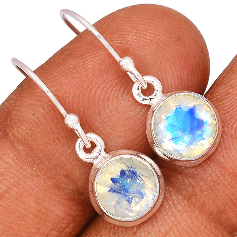 1.1" Rainbow Moonstone Faceted Earrings - MNFE492