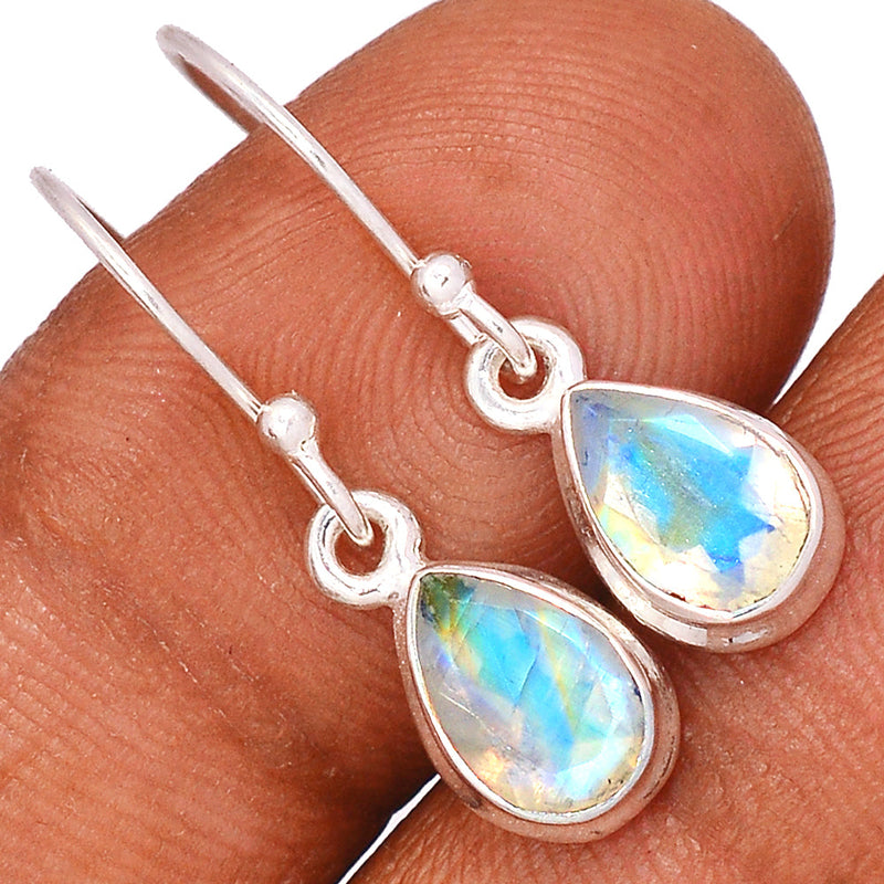 1.1" Rainbow Moonstone Faceted Earrings - MNFE494