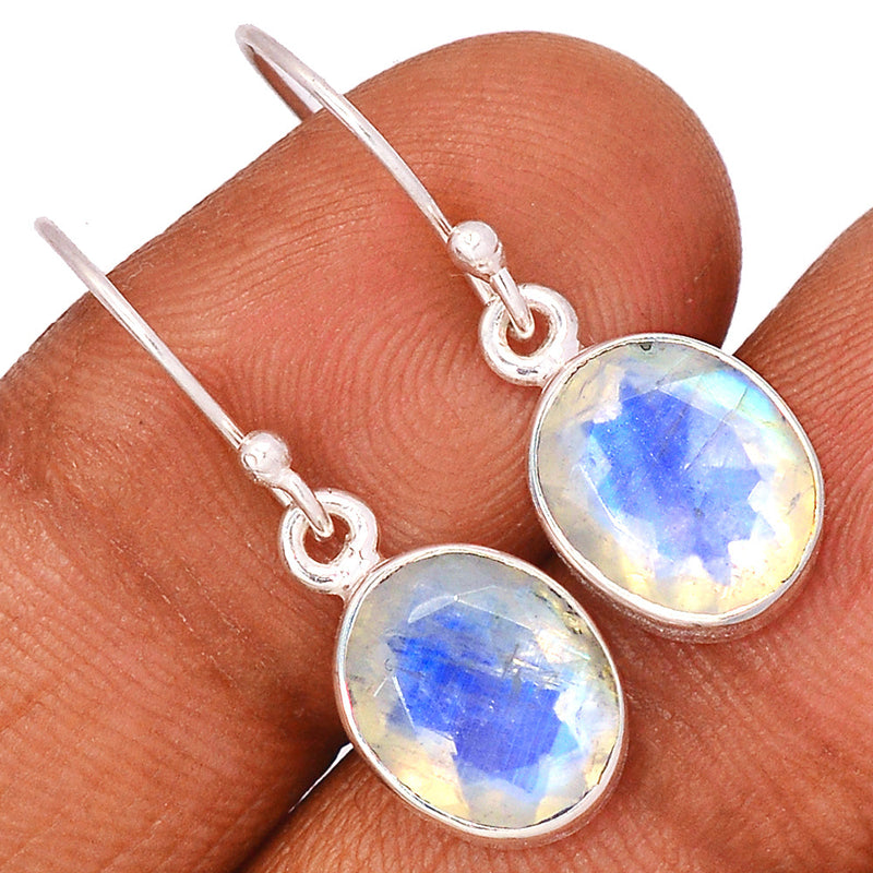 1.2" Rainbow Moonstone Faceted Earrings - MNFE500