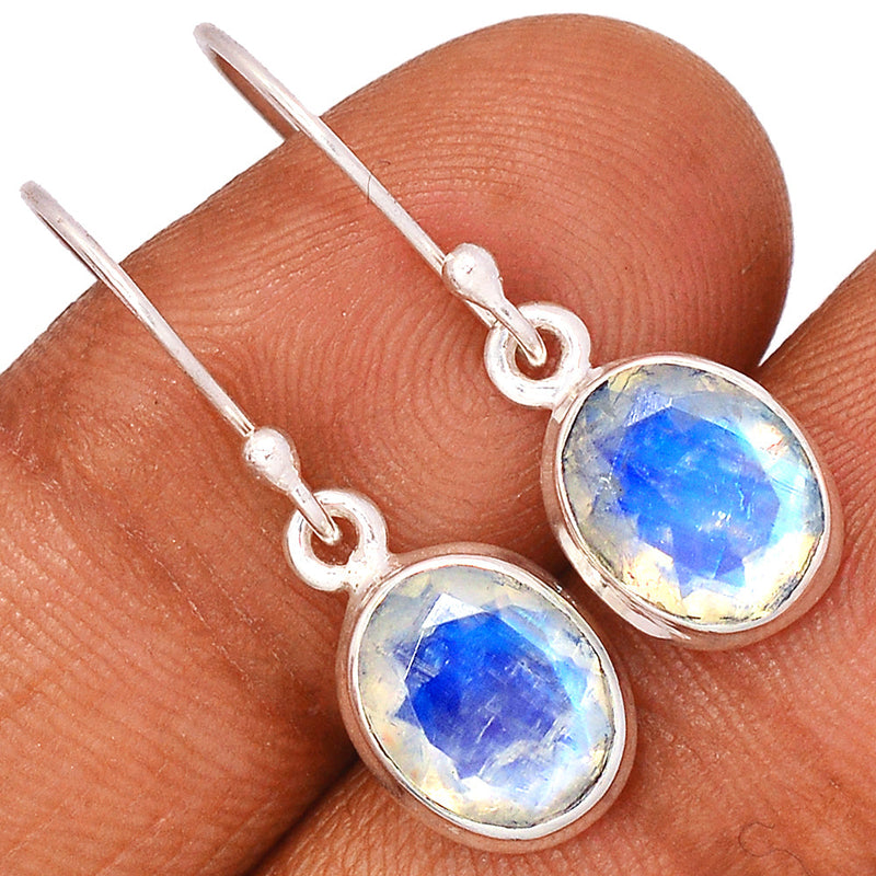 1.2" Rainbow Moonstone Faceted Earrings - MNFE508