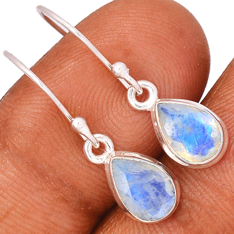 1.1" Rainbow Moonstone Faceted Earrings - MNFE509