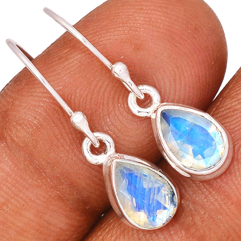 1.1" Rainbow Moonstone Faceted Earrings - MNFE510