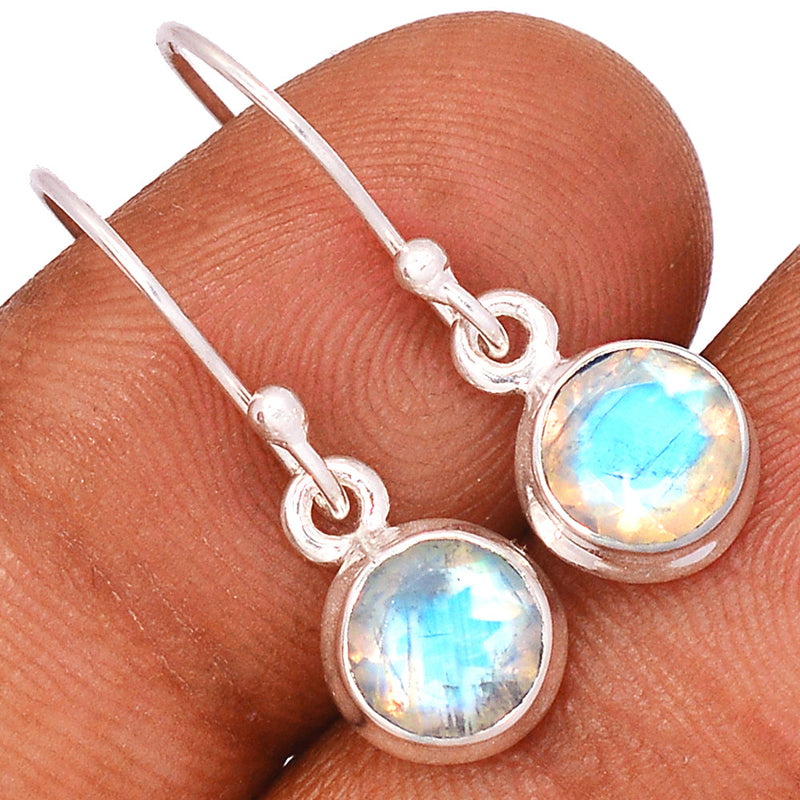 1.1" Rainbow Moonstone Faceted Earrings - MNFE513