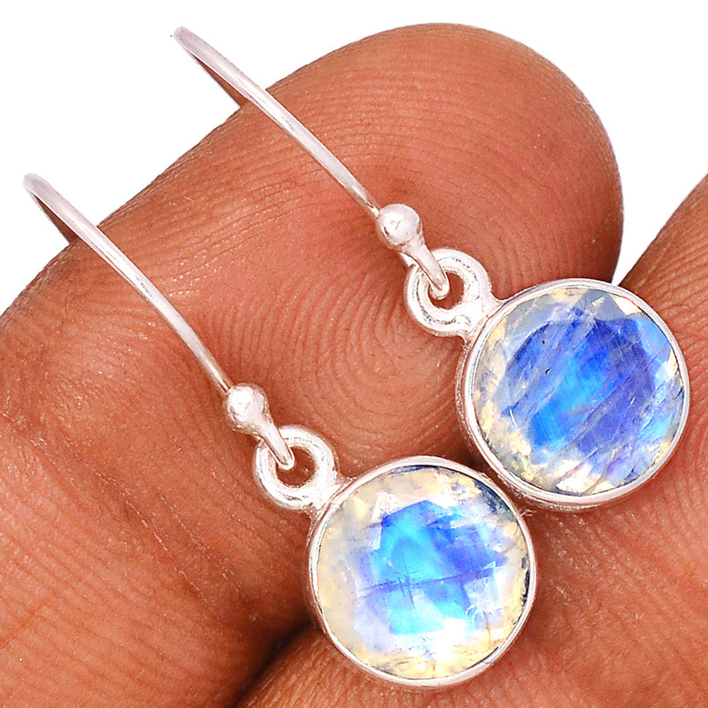 1.1" Rainbow Moonstone Faceted Earrings - MNFE514