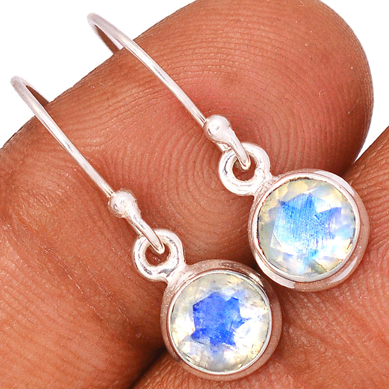 1" Rainbow Moonstone Faceted Earrings - MNFE517