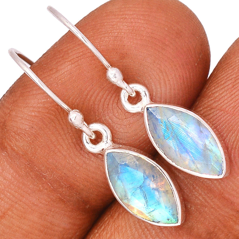 1.2" Rainbow Moonstone Faceted Earrings - MNFE522