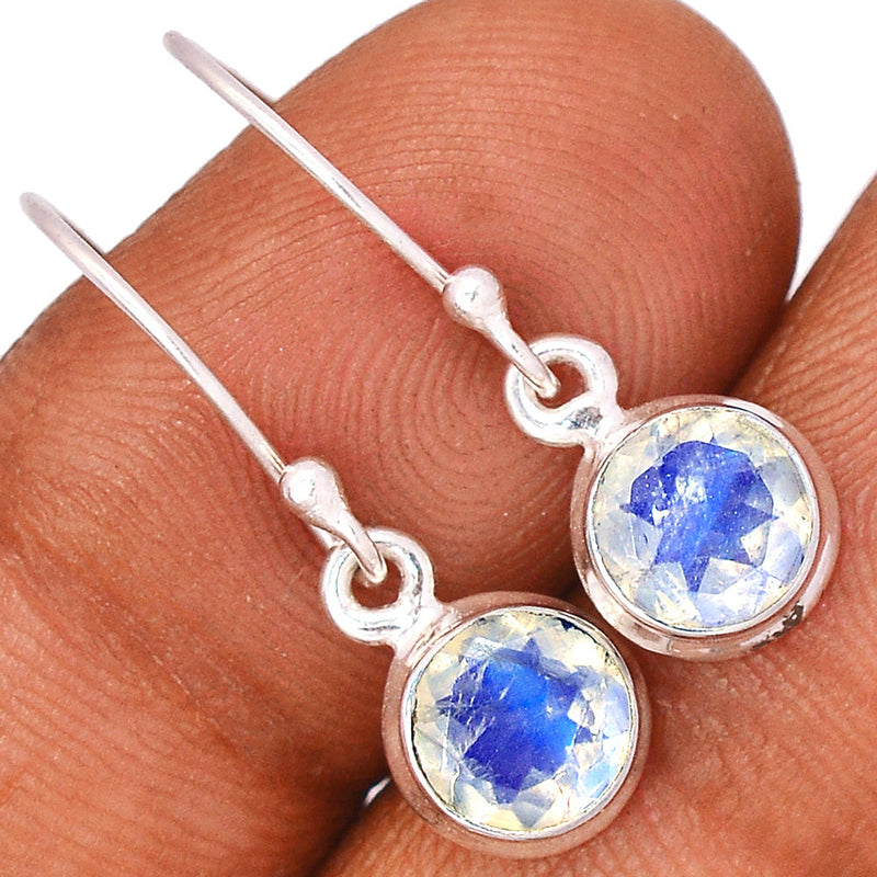 1.1" Rainbow Moonstone Faceted Earrings - MNFE524