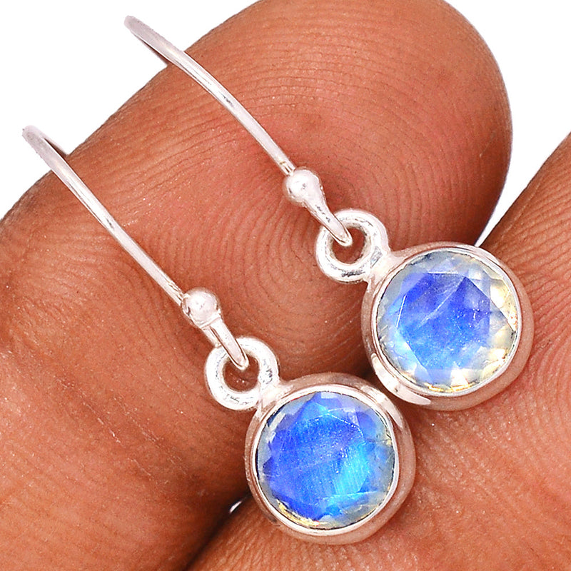 1" Rainbow Moonstone Faceted Earrings - MNFE527