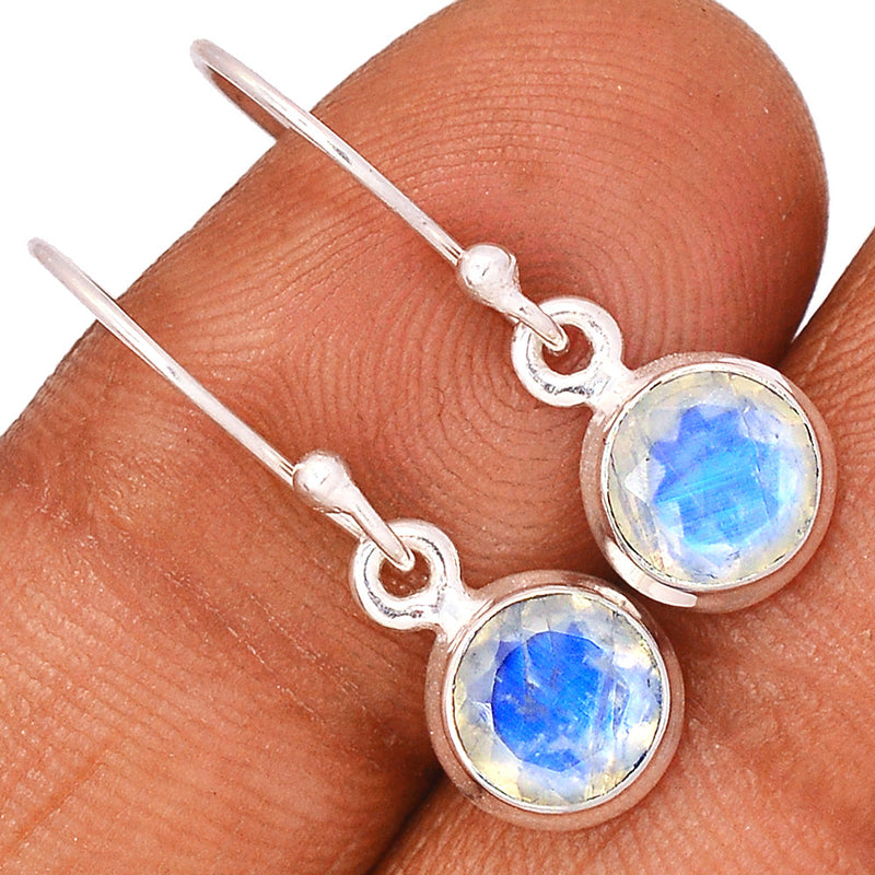 1.1" Rainbow Moonstone Faceted Earrings - MNFE545