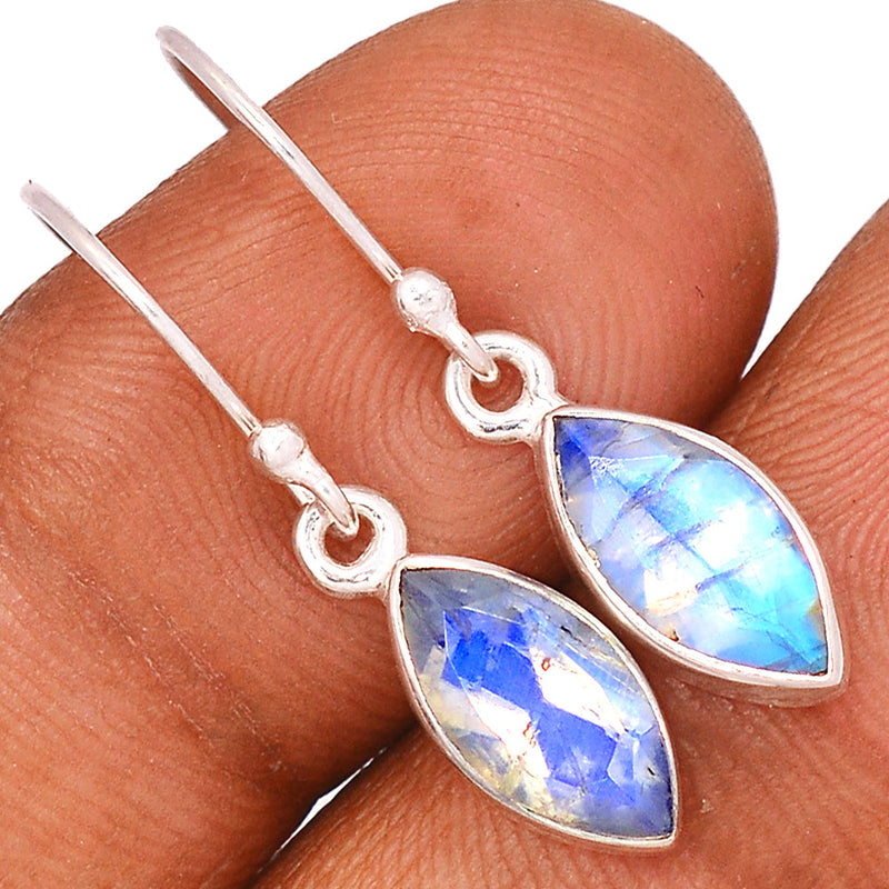 1.2" Rainbow Moonstone Faceted Earrings - MNFE551