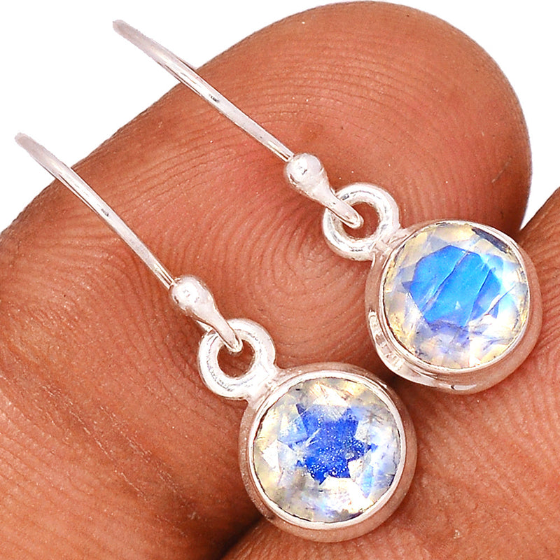 1" Rainbow Moonstone Faceted Earrings - MNFE554