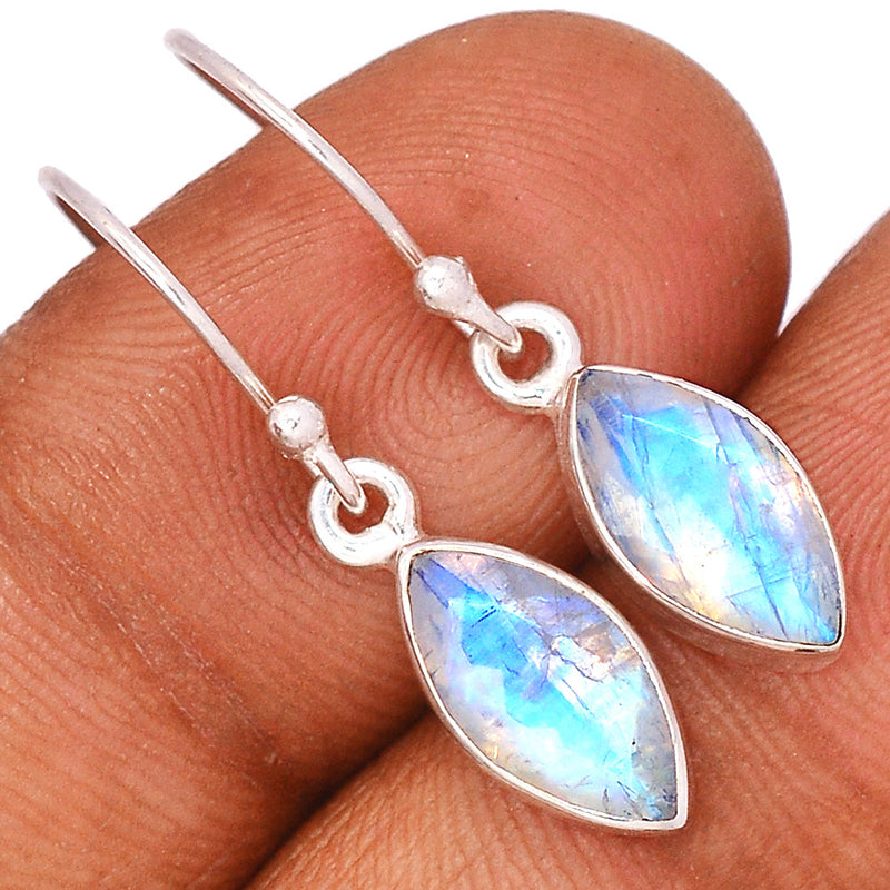 1.2" Rainbow Moonstone Faceted Earrings - MNFE555