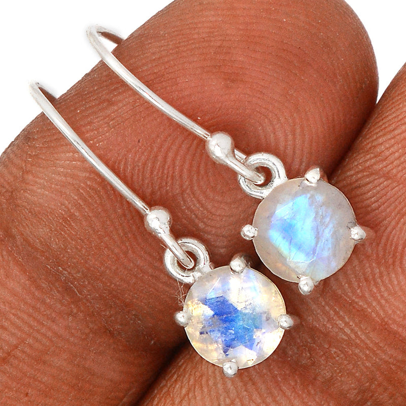 1" Claw - Rainbow Moonstone Faceted Earrings - MNFE575