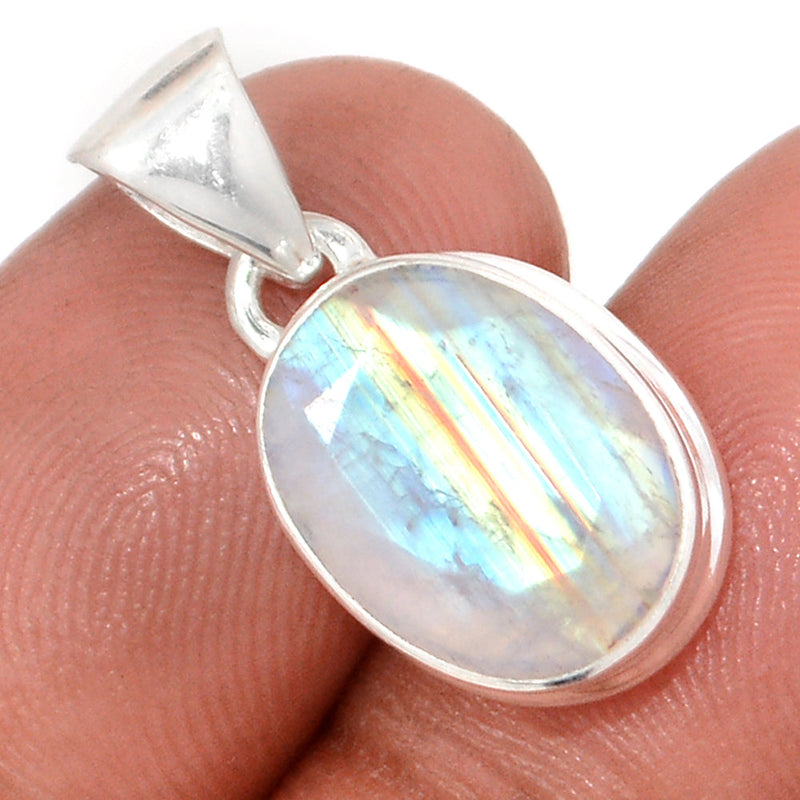 1" Rainbow Moonstone Faceted Pendants - MNFP1868