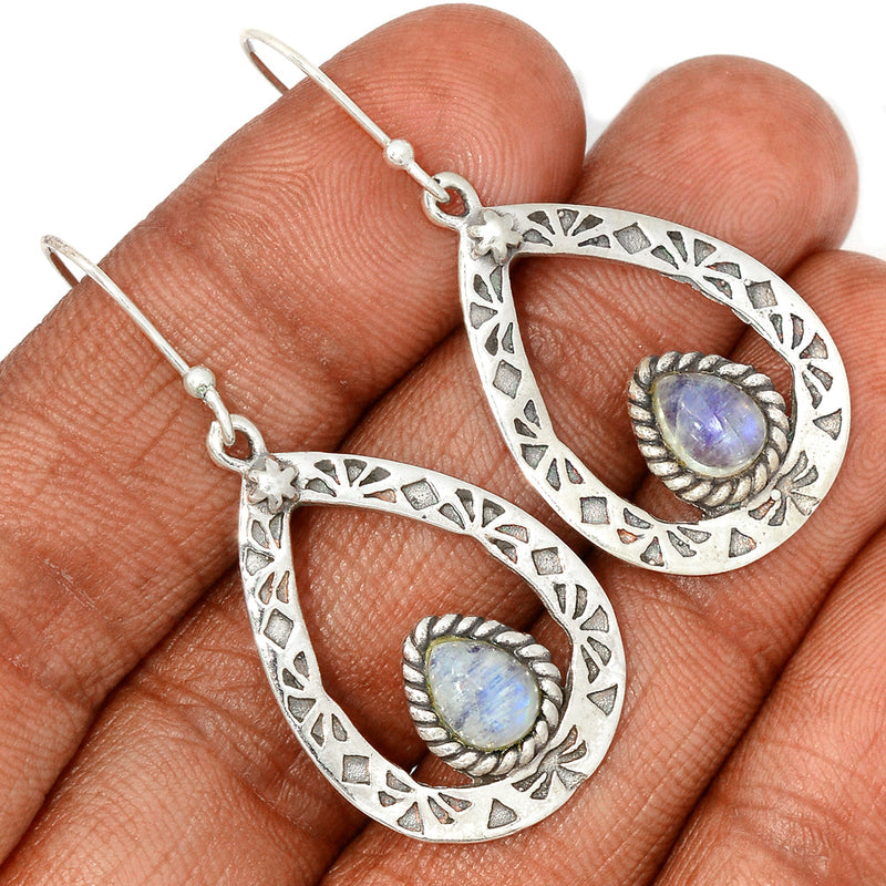 1.8" Rainbow Moonstone Earrings - MONE3368