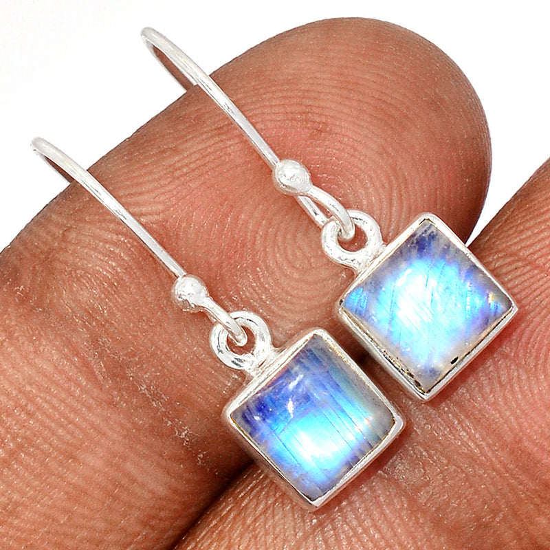 1" Rainbow Moonstone Earrings - MONE3645