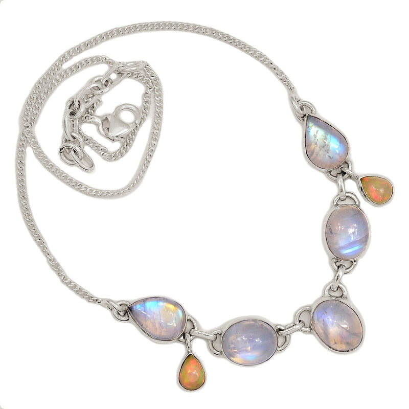 17.1" Rainbow Moonstone & Ethiopian Opal Necklaces - MONN149