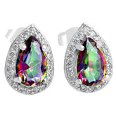 5*8 MM Pear - Mystic Topaz With CZ Earrings - MTE54