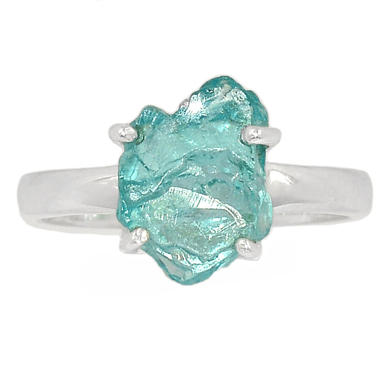 Claw - Neon Blue Apatite Rough Ring - NBAR797